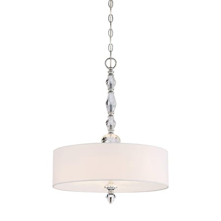 Designers Fountain Evi 100 Watt 3 Light Chrome Pendant with White Linen Shade 89931-CH